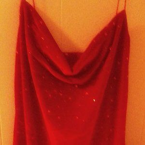 Above the knees Red and gold stared dress